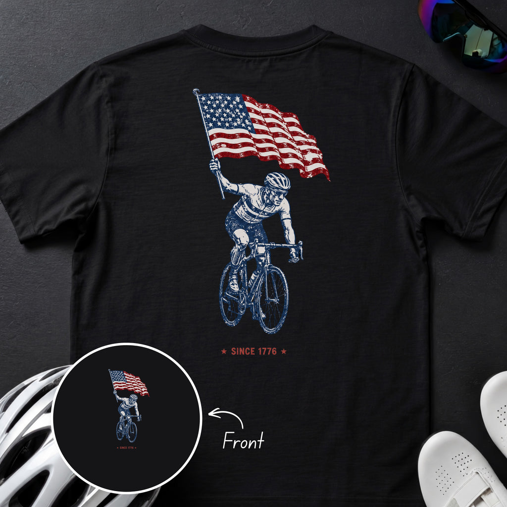 Back Print US ROAD CYCLIST 1776  TEE