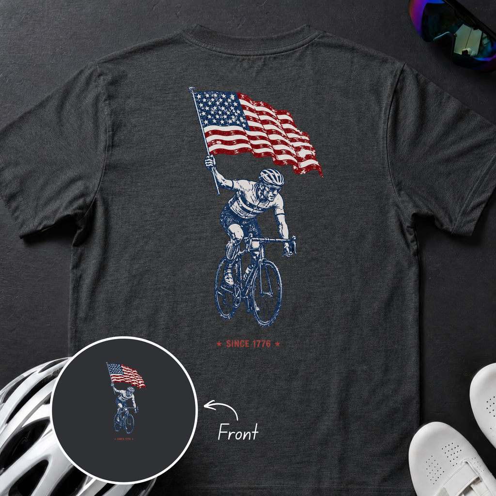 Back Print US ROAD CYCLIST 1776  TEE
