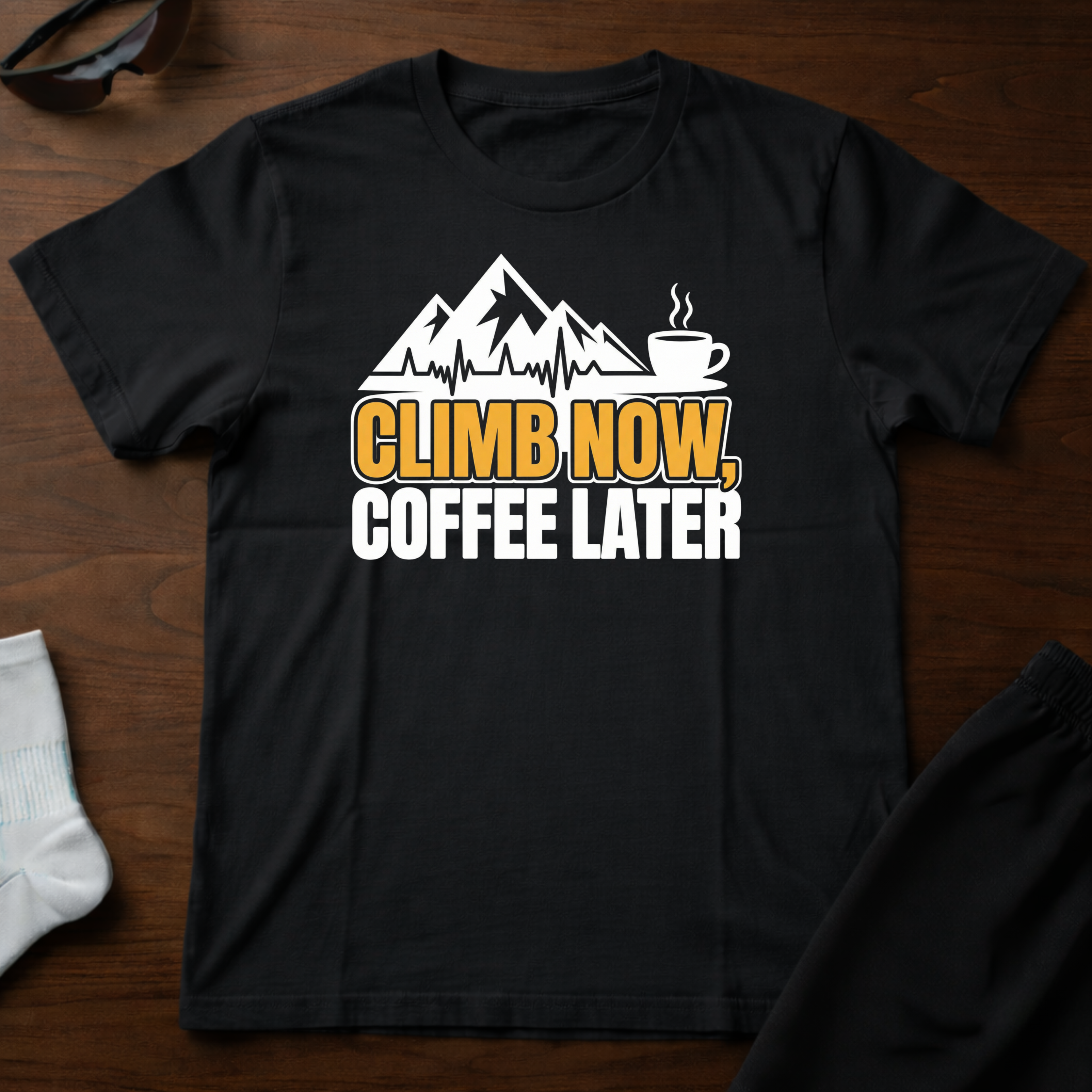 Climb Now, Coffee Later Tee