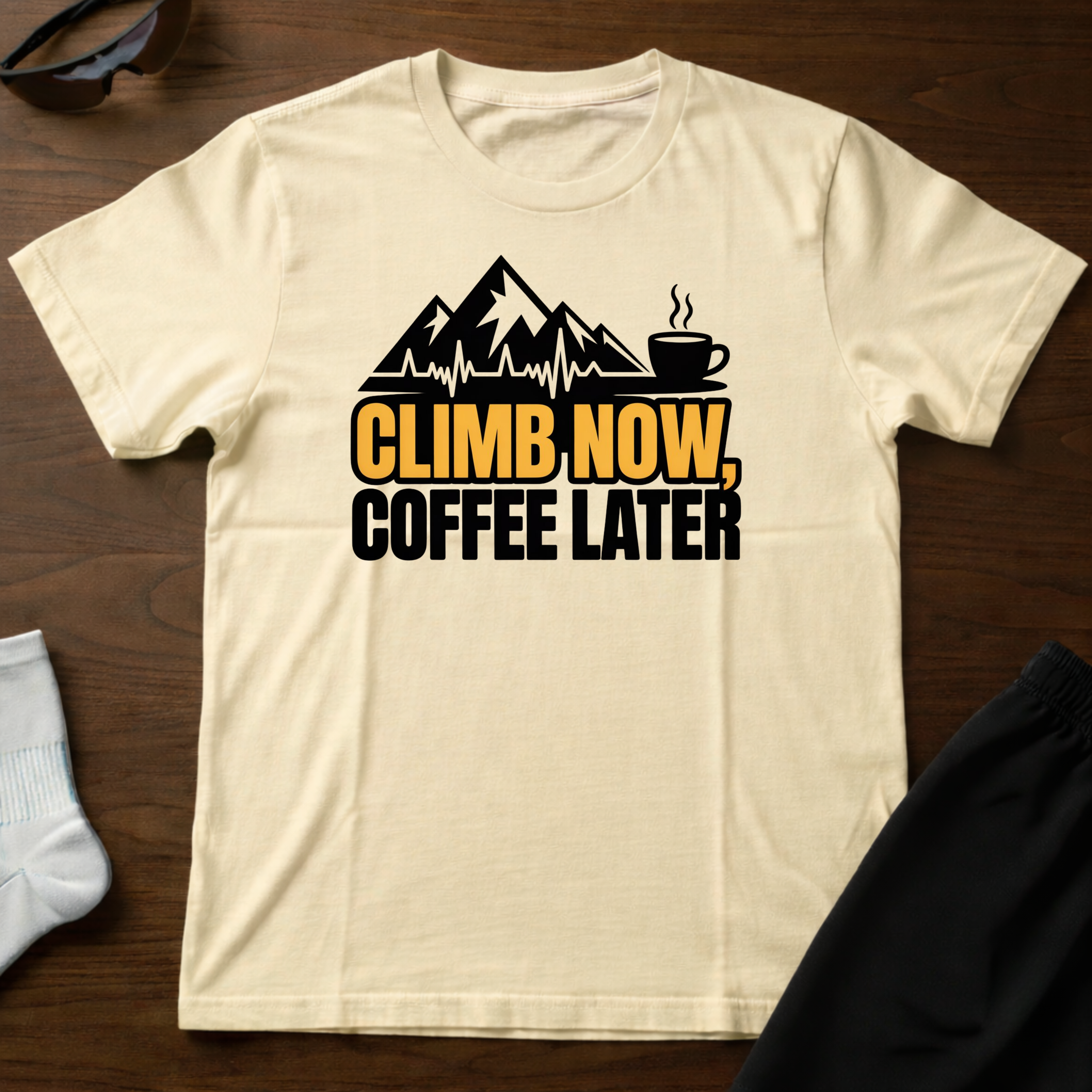 Climb Now, Coffee Later Tee