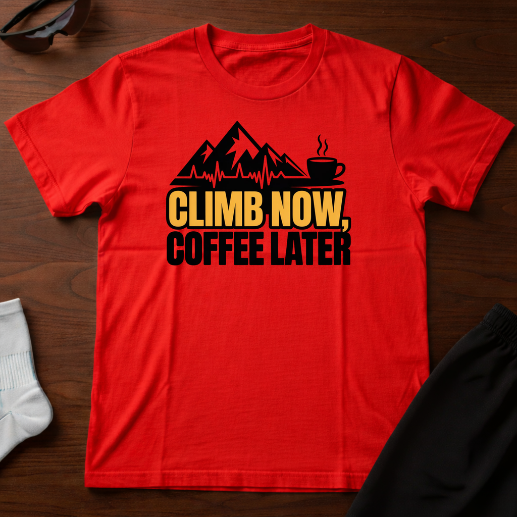 Climb Now, Coffee Later Tee