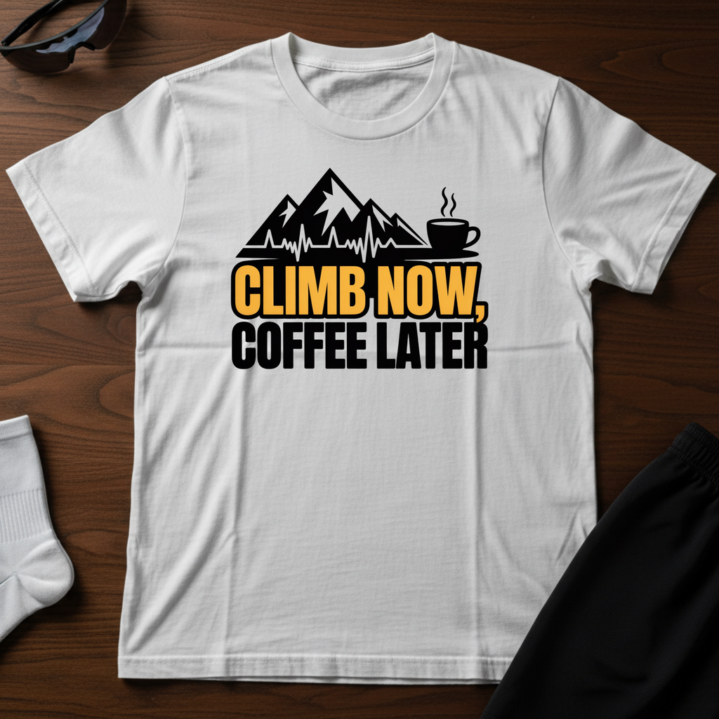 Climb Now, Coffee Later Tee